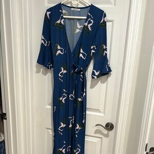 Blue Wrap Maxi Dress